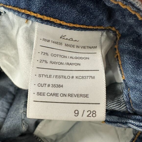 Kancan Medium Blue Wash Mid-Rise Distressed Raw Hem Denim Jean Shorts 28 - Picture 10 of 15